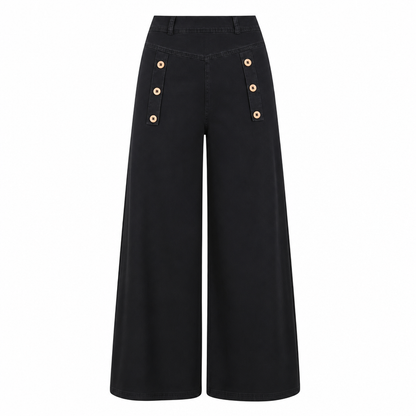 💖✨High Waisted Wide Leg Stretch Denim Jeans with Decorative Buttons