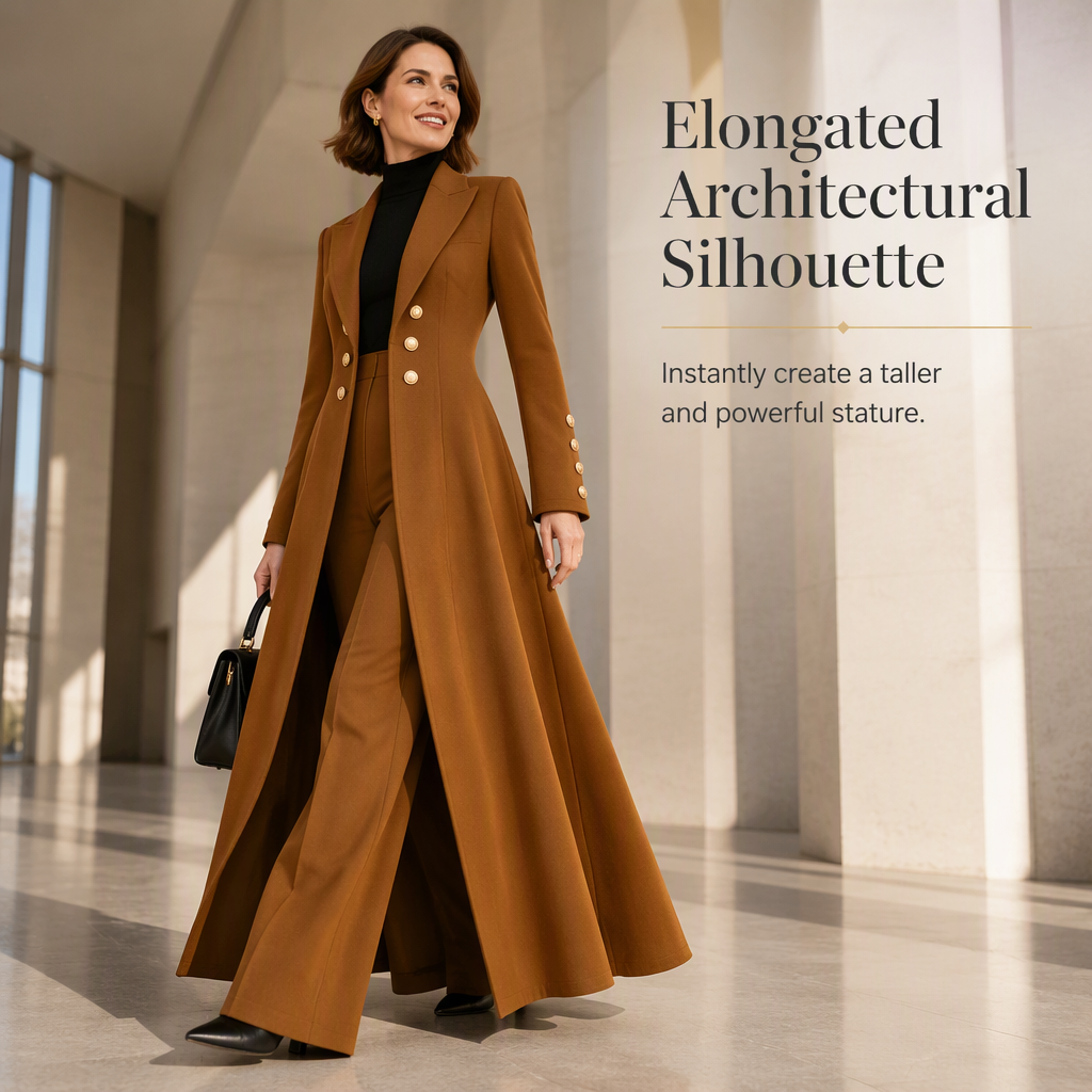 💖✨Women's Elegant Autumn 2 Piece Outfit Set with Retro Long Sleeve Coat and Simple Trousers