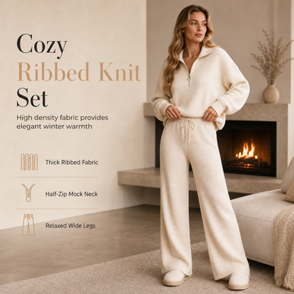 💕Women's Knitted Pullover & Wide-Leg Pants 2-Piece Set
