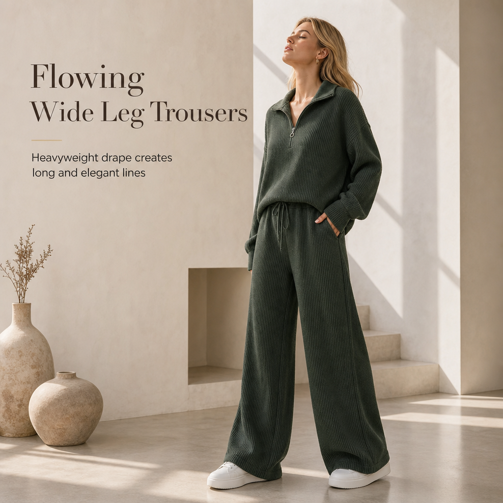 💕Women's Knitted Pullover & Wide-Leg Pants 2-Piece Set