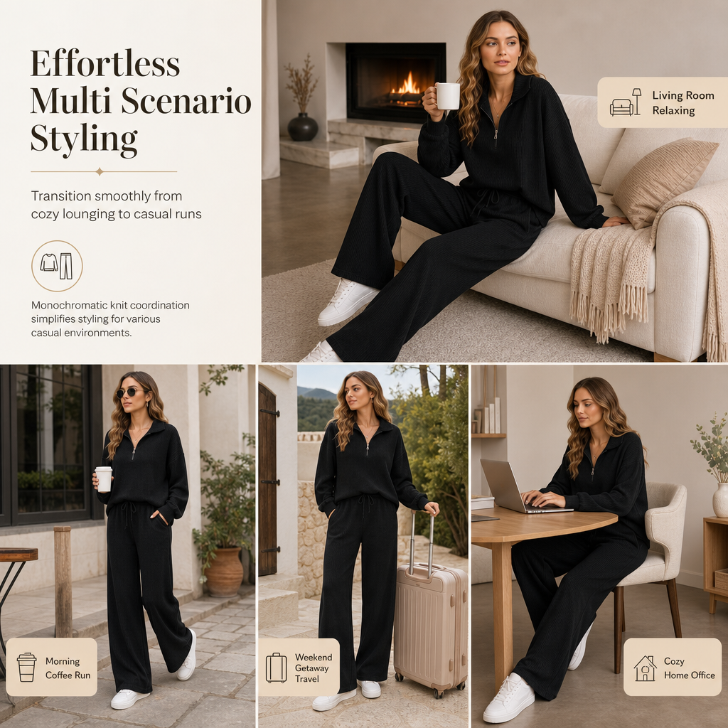 💕Women's Knitted Pullover & Wide-Leg Pants 2-Piece Set