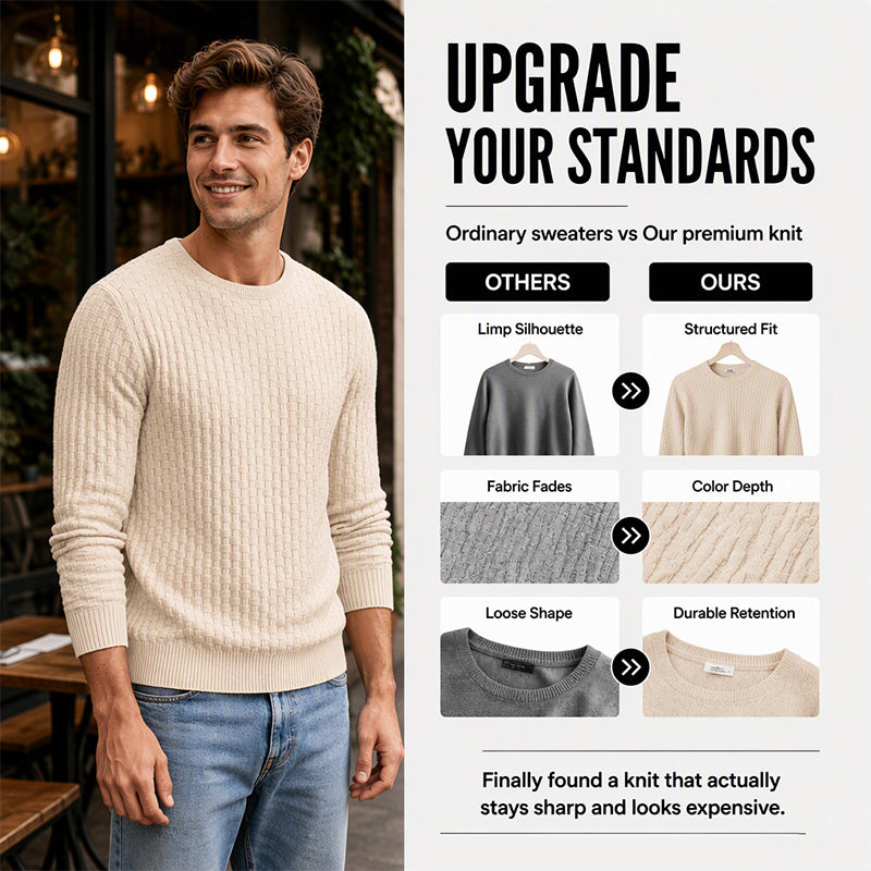 🧶 Men's Casual Crew Neck Knitted Sweater