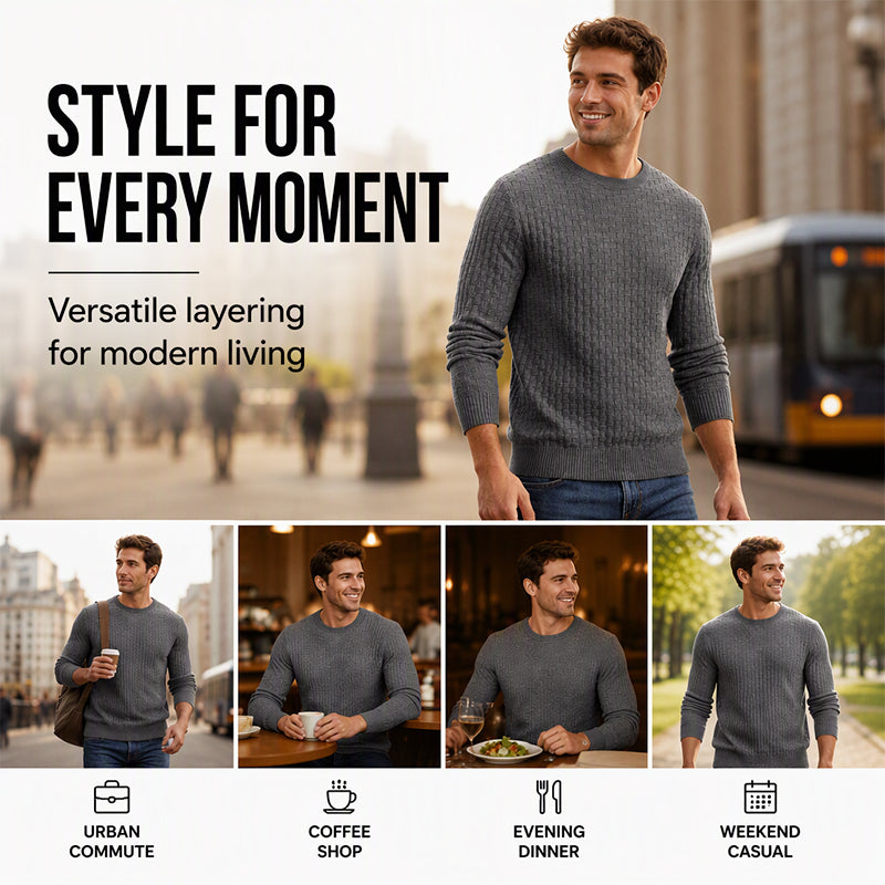 🧶 Men's Casual Crew Neck Knitted Sweater
