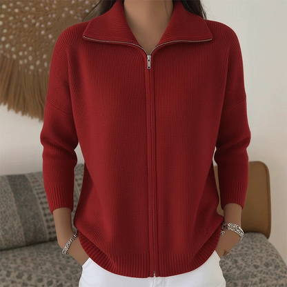 🔥Women's Ribbed Knit Zip-Up Cardigan