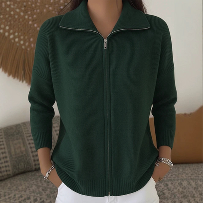 🔥Women's Ribbed Knit Zip-Up Cardigan