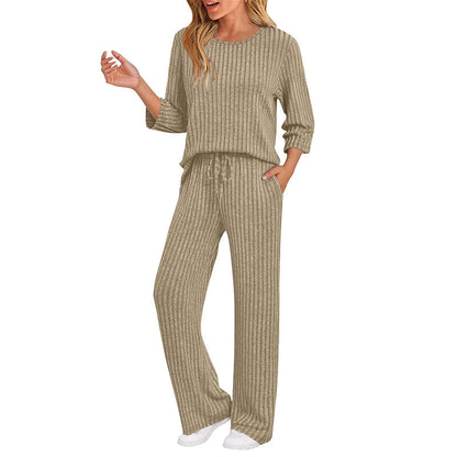 🧶 Women's Ribbed Knit Top & Straight Pants Set-💕Effortless Elegance in Two Pieces