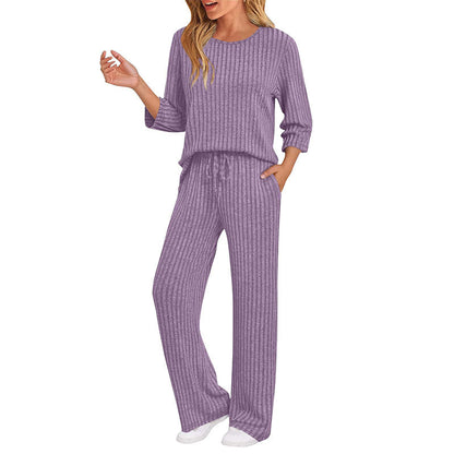 🧶 Women's Ribbed Knit Top & Straight Pants Set-💕Effortless Elegance in Two Pieces