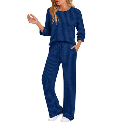 🧶 Women's Ribbed Knit Top & Straight Pants Set-💕Effortless Elegance in Two Pieces