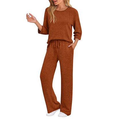 🧶 Women's Ribbed Knit Top & Straight Pants Set-💕Effortless Elegance in Two Pieces