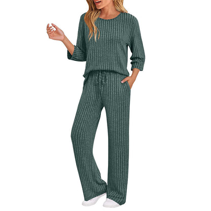 🧶 Women's Ribbed Knit Top & Straight Pants Set-💕Effortless Elegance in Two Pieces