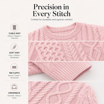 Men's Casual Cable Knit Crewneck Sweater