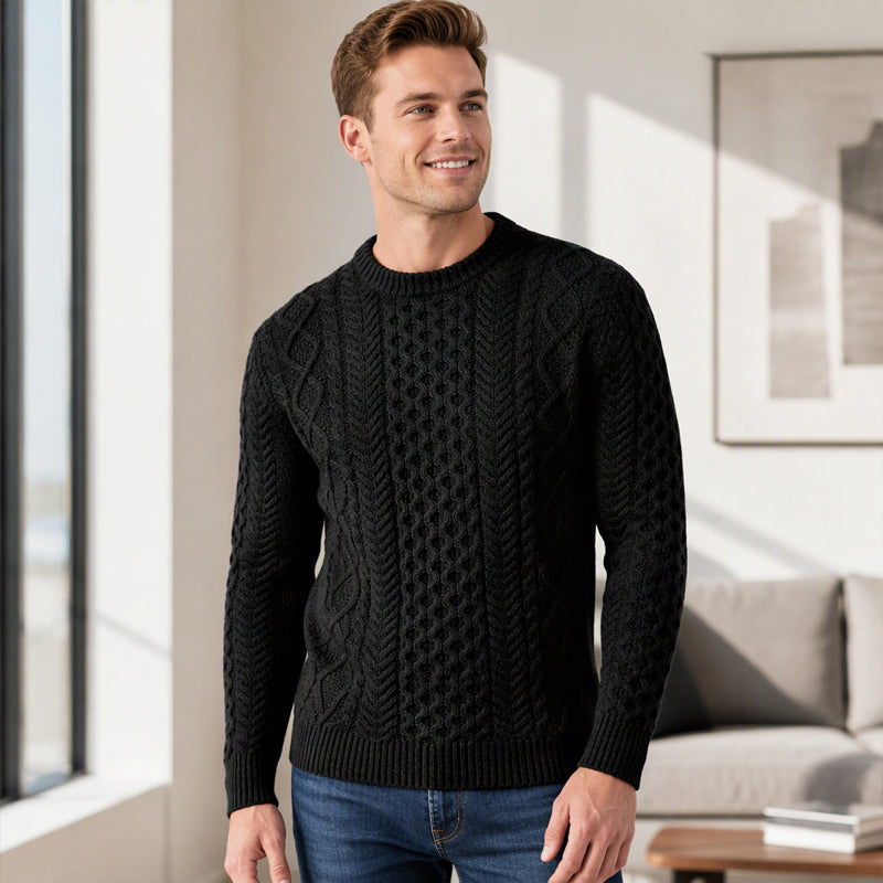 Men's Casual Cable Knit Crewneck Sweater