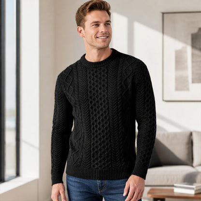 Men's Casual Cable Knit Crewneck Sweater