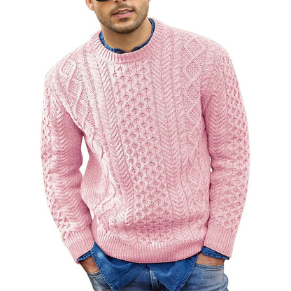 Men's Casual Cable Knit Crewneck Sweater