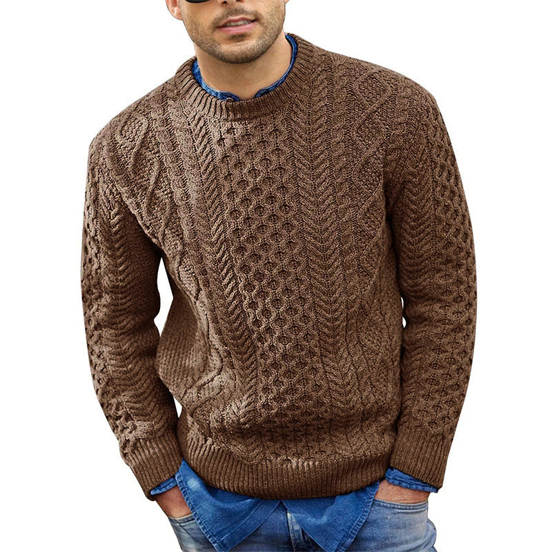 Men's Casual Cable Knit Crewneck Sweater