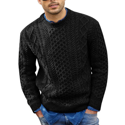 Men's Casual Cable Knit Crewneck Sweater