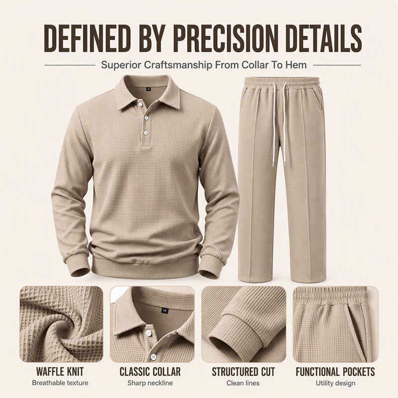 😎 Men's Casual Waffle Knit Top and Pants Set