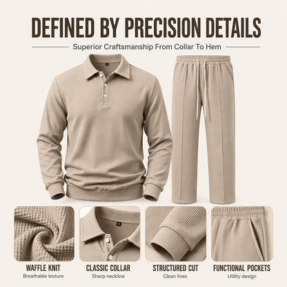😎 Men's Casual Waffle Knit Top and Pants Set