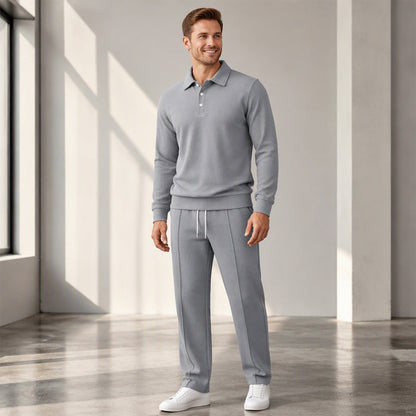 😎 Men's Casual Waffle Knit Top and Pants Set
