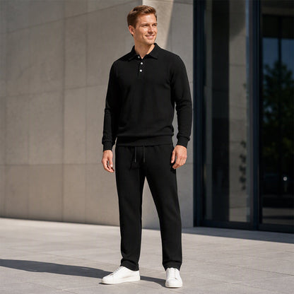 😎 Men's Casual Waffle Knit Top and Pants Set