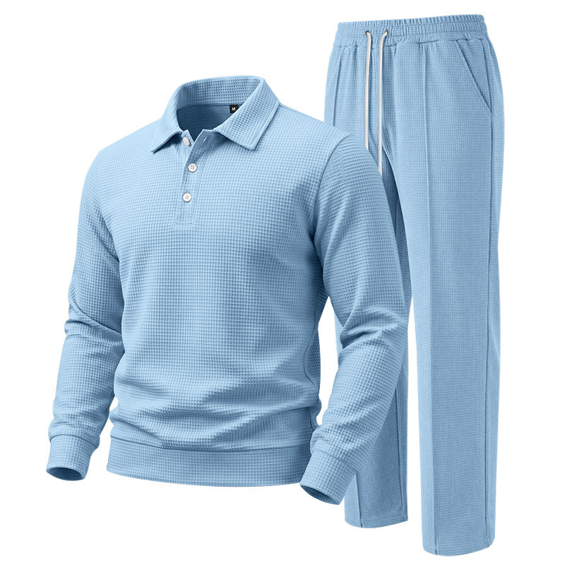 😎 Men's Casual Waffle Knit Top and Pants Set