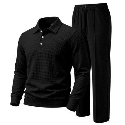 😎 Men's Casual Waffle Knit Top and Pants Set