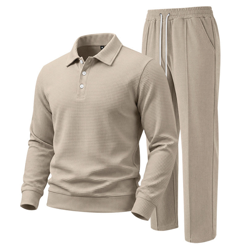 😎 Men's Casual Waffle Knit Top and Pants Set