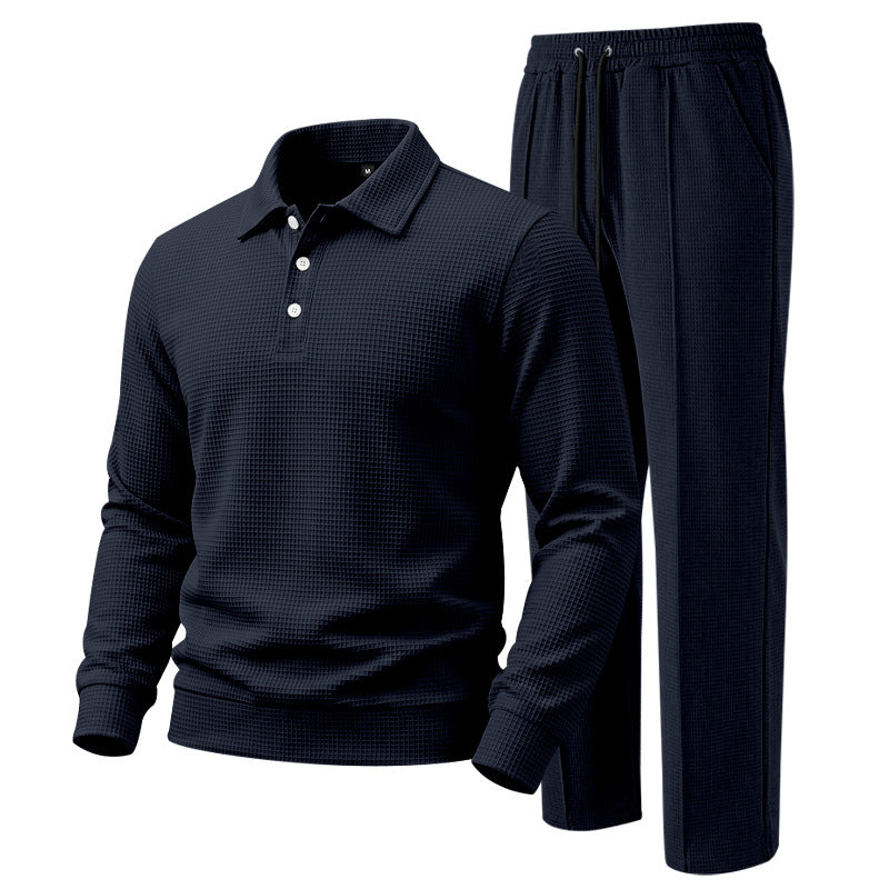 😎 Men's Casual Waffle Knit Top and Pants Set