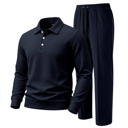 😎 Men's Casual Waffle Knit Top and Pants Set
