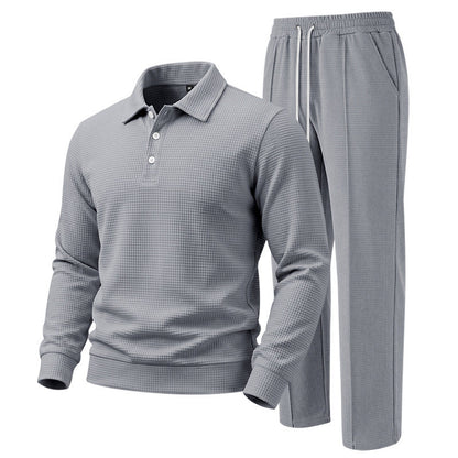 😎 Men's Casual Waffle Knit Top and Pants Set