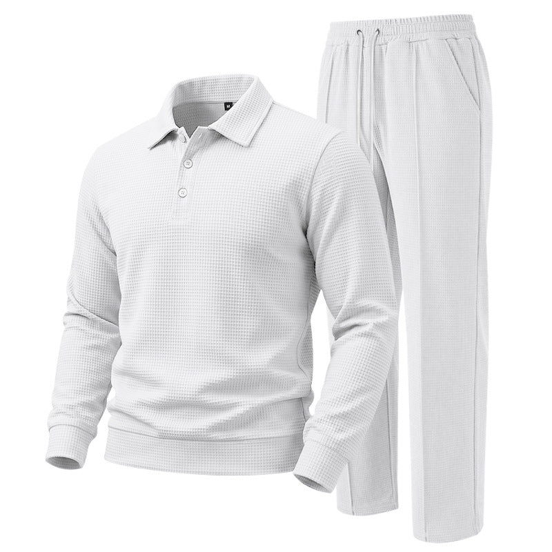 😎 Men's Casual Waffle Knit Top and Pants Set