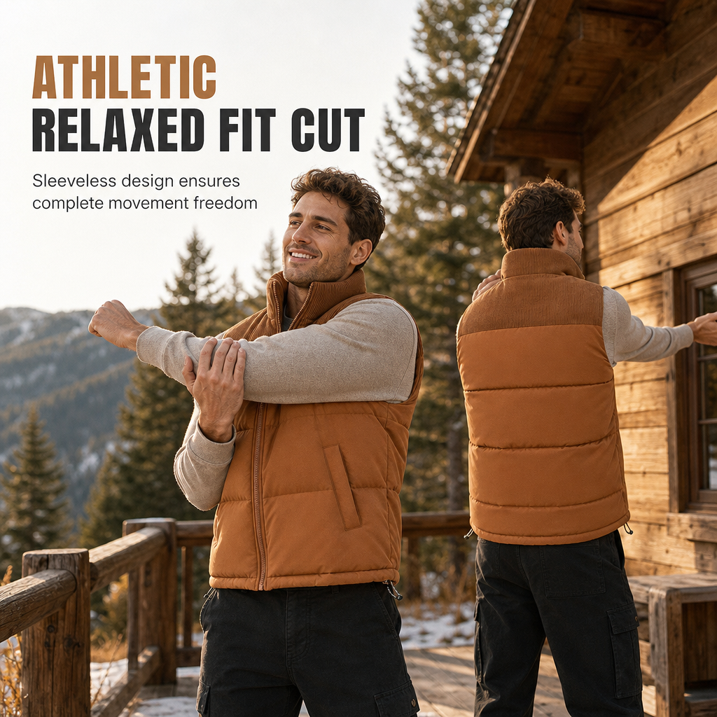 Unisex Thickened Winter Puffer Vest Loose Fit Spliced Cotton Padded Gilet for Men and Women