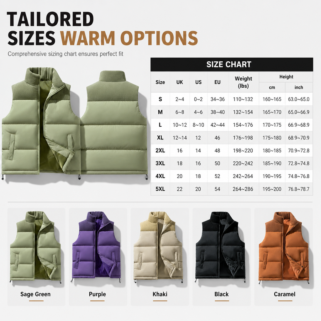 Unisex Thickened Winter Puffer Vest Loose Fit Spliced Cotton Padded Gilet for Men and Women