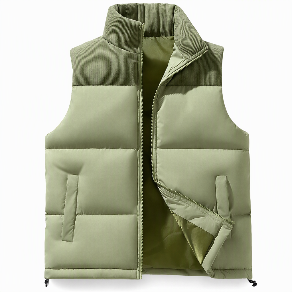 Unisex Thickened Winter Puffer Vest Loose Fit Spliced Cotton Padded Gilet for Men and Women