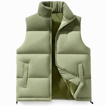 Unisex Thickened Winter Puffer Vest Loose Fit Spliced Cotton Padded Gilet for Men and Women