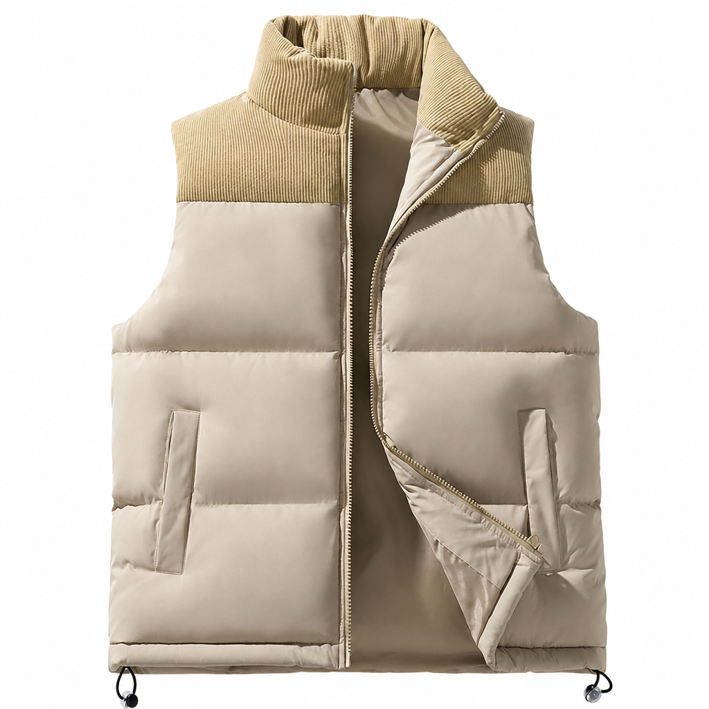 Unisex Thickened Winter Puffer Vest Loose Fit Spliced Cotton Padded Gilet for Men and Women