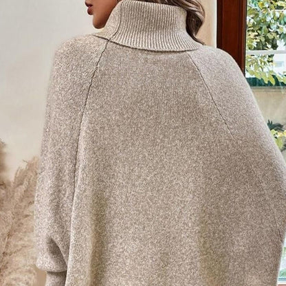 ✨Women's Elegant High-Neck Asymmetrical Hem Cape Sweater