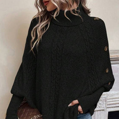 ✨Women's Elegant High-Neck Asymmetrical Hem Cape Sweater