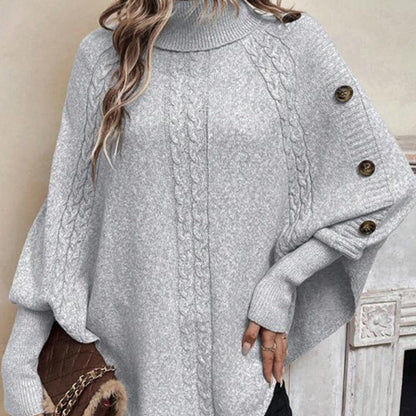 ✨Women's Elegant High-Neck Asymmetrical Hem Cape Sweater