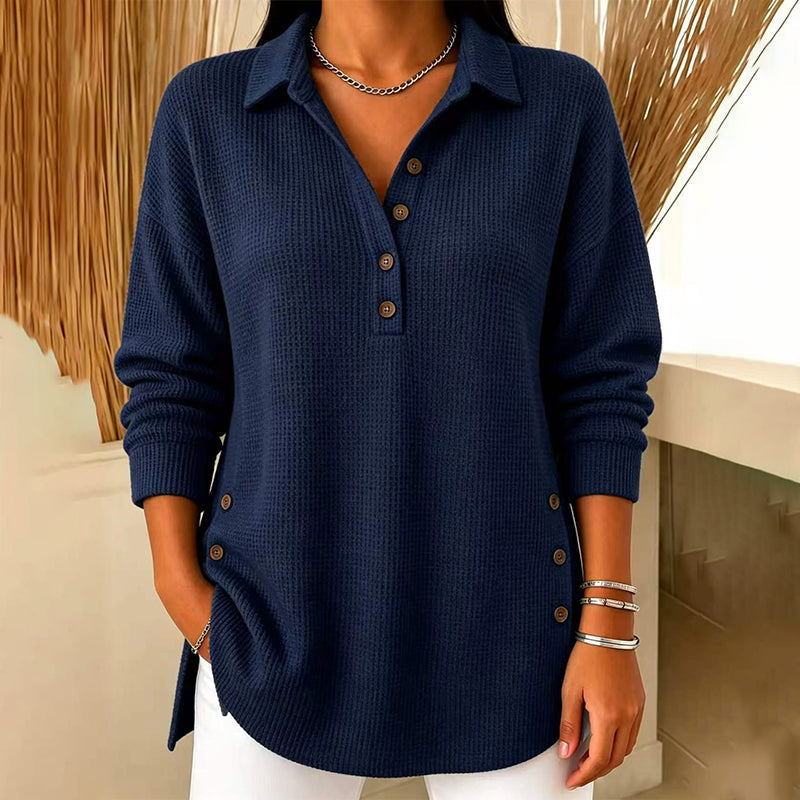 🌸Hot Sale 50% OFF💖Women's Waffle Knit Long Sleeve Top