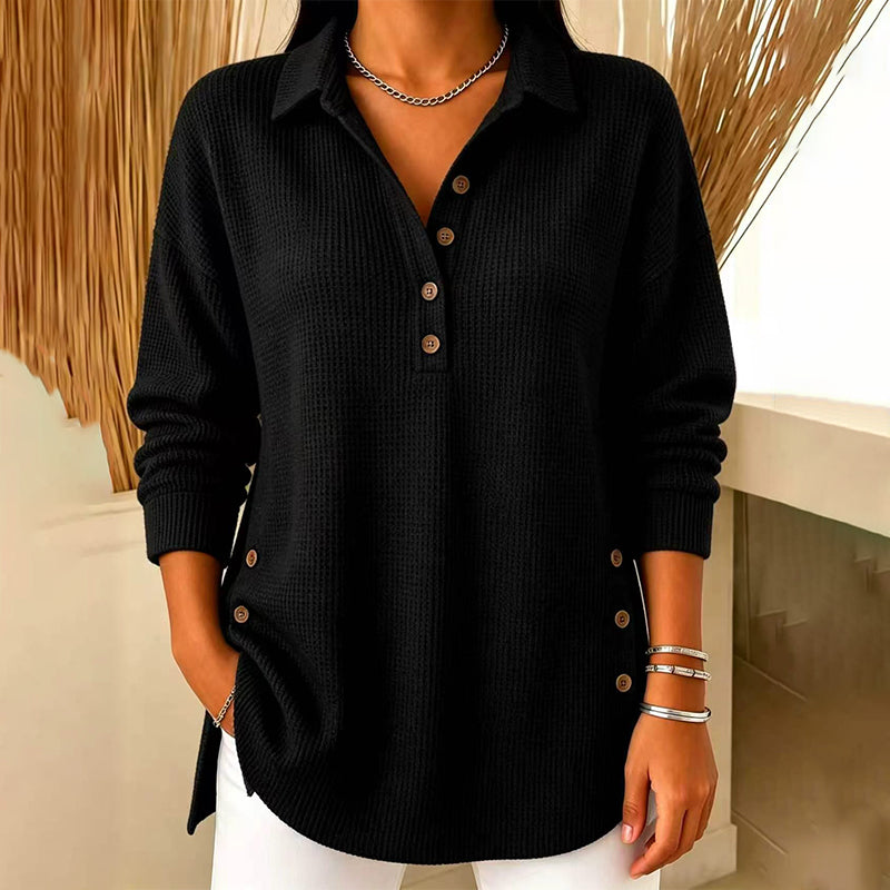 🌸Hot Sale 50% OFF💖Women's Waffle Knit Long Sleeve Top