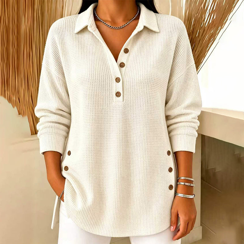 🌸Hot Sale 50% OFF💖Women's Waffle Knit Long Sleeve Top