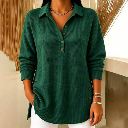 🌸Hot Sale 50% OFF💖Women's Waffle Knit Long Sleeve Top