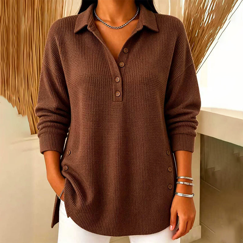 🌸Hot Sale 50% OFF💖Women's Waffle Knit Long Sleeve Top