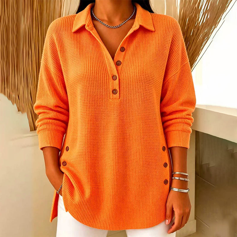 🌸Hot Sale 50% OFF💖Women's Waffle Knit Long Sleeve Top