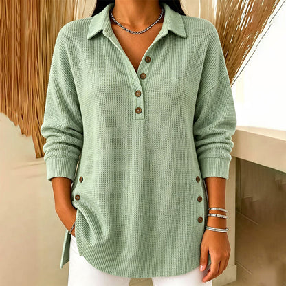 🌸Hot Sale 50% OFF💖Women's Waffle Knit Long Sleeve Top