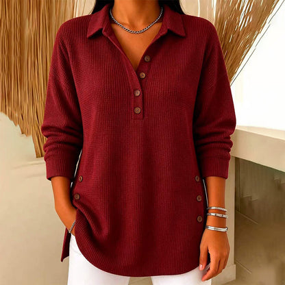 🌸Hot Sale 50% OFF💖Women's Waffle Knit Long Sleeve Top