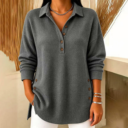 🌸Hot Sale 50% OFF💖Women's Waffle Knit Long Sleeve Top