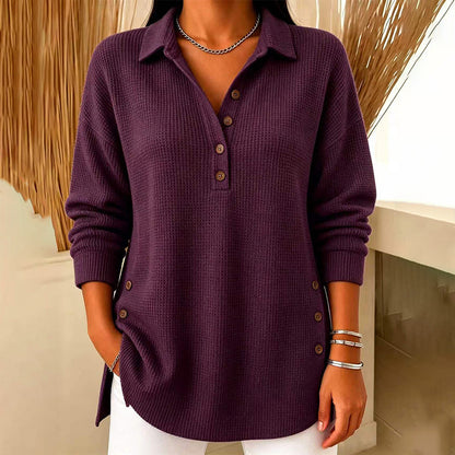🌸Hot Sale 50% OFF💖Women's Waffle Knit Long Sleeve Top