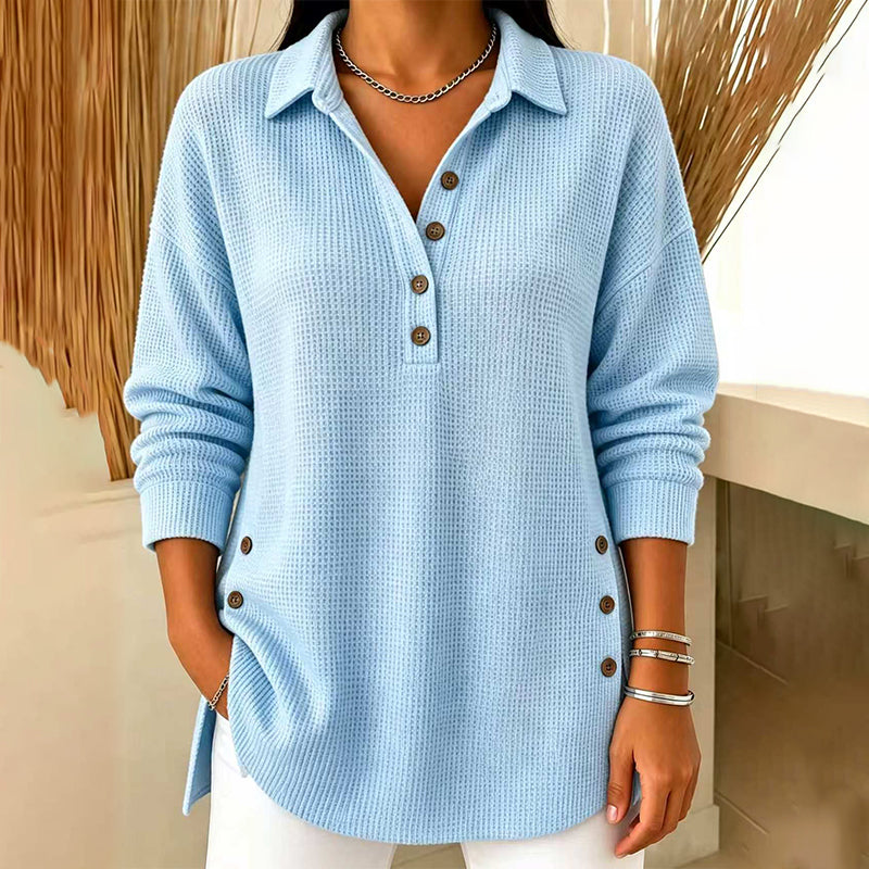 🌸Hot Sale 50% OFF💖Women's Waffle Knit Long Sleeve Top
